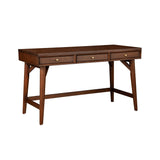 Benzara Writing Desk with 3 Drawers and Angled Legs, Walnut Brown BM261896 Brown Solid Wood and Veneer BM261896
