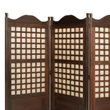 Benzara Wooden Foldable Diamond Screen with Grid Pattern, Brown BM26448 Brown Wood BM26448