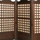 Benzara Wooden Foldable Diamond Screen with Grid Pattern, Brown BM26448 Brown Wood BM26448