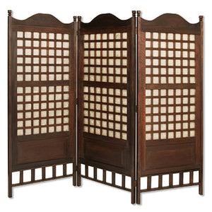 Benzara Wooden Foldable Diamond Screen with Grid Pattern, Brown BM26448 Brown Wood BM26448