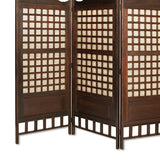 Benzara Wooden Foldable Diamond Screen with Grid Pattern, Brown BM26448 Brown Wood BM26448