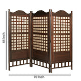 Benzara Wooden Foldable Diamond Screen with Grid Pattern, Brown BM26448 Brown Wood BM26448