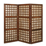 Wooden Foldable Square Screen with Grid Pattern, Brown