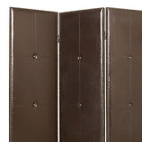 Benzara Wooden 3 Panel Screen with Button Tufting and Antique Nailheads, Brown BM26468 Brown Wood and Faux Leather BM26468