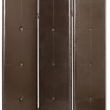 Benzara Wooden 3 Panel Screen with Button Tufting and Antique Nailheads, Brown BM26468 Brown Wood and Faux Leather BM26468