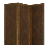 Benzara Metal 3 Panel Screen with Textured Nub Head Accent Borders, Brown BM26471 Brown Metal BM26471