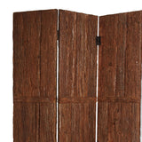 Benzara Wooden Foldable 3 Panel Room Divider with Plank Style, Small, Brown BM26473 Brown Wood BM26473