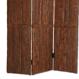 Benzara Wooden Foldable 3 Panel Room Divider with Plank Style, Small, Brown BM26473 Brown Wood BM26473