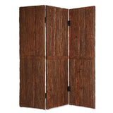 Benzara Wooden Foldable 3 Panel Room Divider with Plank Style, Small, Brown BM26473 Brown Wood BM26473