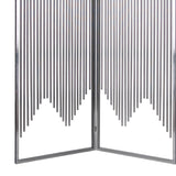 Benzara 2 Panel Foldable Room Divider with Vertical Metal Design, Small, Silver BM26477 Silver Metal BM26477