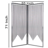 Benzara 2 Panel Foldable Room Divider with Vertical Metal Design, Small, Silver BM26477 Silver Metal BM26477