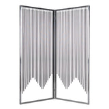 2 Panel Foldable Room Divider with Vertical Metal Design, Small, Silver