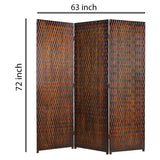 Benzara 3 Panel Foldable Room Divider with Patterned Wood Panelling, Brown BM26485 Brown Wood BM26485