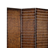 Benzara Dual Tone 3 Panel Wooden Foldable Room Divider with Wavy Design, Brown BM26486 Brown Wood BM26486