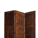 Benzara Wooden 3 Panel Room Divider with Plank Pattern, Brown BM26488 Brown Wood BM26488