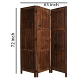 Benzara Wooden 3 Panel Room Divider with Plank Pattern, Brown BM26488 Brown Wood BM26488