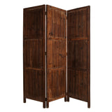 Benzara Wooden 3 Panel Room Divider with Plank Pattern, Brown BM26488 Brown Wood BM26488