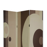 Benzara Canvas Print 3 Panel Room Divider with Circle Design, Beige and Brown BM26490 Brown and Beige Wood and Fabric BM26490