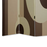 Benzara Canvas Print 3 Panel Room Divider with Circle Design, Beige and Brown BM26490 Brown and Beige Wood and Fabric BM26490