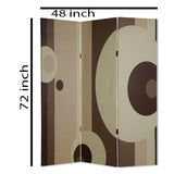 Benzara Canvas Print 3 Panel Room Divider with Circle Design, Beige and Brown BM26490 Brown and Beige Wood and Fabric BM26490