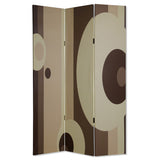 Canvas Print 3 Panel Room Divider with Circle Design, Beige and Brown