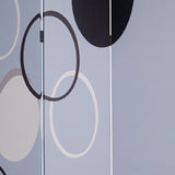 Benzara 3 Panel Room Divider with Overlapping Circles Pattern, Black and Gray BM26493 Gray and Black Wood and Fabric BM26493