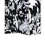 Benzara 3 Panel Foldable Room Divider with Filigree Design, Black and White BM26496 Black and White Wood and Fabric BM26496