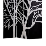 Benzara 3 Panel Canvas Room Divider with Branch Pattern, Black and White BM26497 Black and White Wood and Fabric BM26497