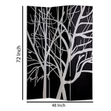 Benzara 3 Panel Canvas Room Divider with Branch Pattern, Black and White BM26497 Black and White Wood and Fabric BM26497