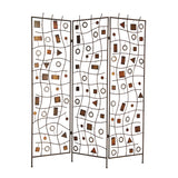 Benzara Foldable Metal Screen with Geometrical Design and 3 Panels, Brown BM26500 Brown Metal BM26500