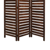 Benzara 3 Panel Foldable Wooden Screen with Louver Pattern, Dark Brown BM26501 Brown Wood BM26501