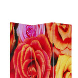 Benzara 3 Panel Canvas Screen with Contrasting Flower Print, Multicolor BM26502 Multicolor Fabric, Wood BM26502