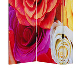 Benzara 3 Panel Canvas Screen with Contrasting Flower Print, Multicolor BM26502 Multicolor Fabric, Wood BM26502