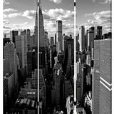 Benzara 3 Panel Foldable Screen with New York Skyline Print, Black and White BM26512 Black and White Fabric, Wood BM26512