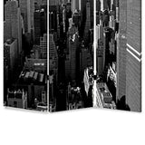 Benzara 3 Panel Foldable Screen with New York Skyline Print, Black and White BM26512 Black and White Fabric, Wood BM26512