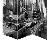 Benzara 3 Panel Foldable Canvas Screen with NYC Print, Black and White BM26513 Black and White Fabric, Wood BM26513