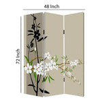 Benzara 3 Panel Foldable Canvas Screen with Plum Blossom Print , Multicolor BM26521 Multicolor Fabric, Wood BM26521