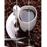 Benzara 3 Panel Foldable Canvas Screen with Coffee Print, Brown and White BM26522 Brown and White Fabric, Wood BM26522