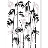 Benzara 3 Panel Foldable Canvas Bamboo Leaf Print Screen, Black and White BM26524 Black and White Fabric, Wood BM26524