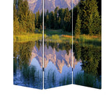 Benzara 3 Panel Landscape Print Foldable Canvas Screen, Multicolor BM26525 Multicolor Fabric, Wood BM26525