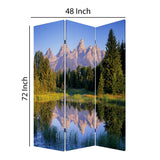 Benzara 3 Panel Landscape Print Foldable Canvas Screen, Multicolor BM26525 Multicolor Fabric, Wood BM26525