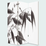 3 Panel Foldable Canvas Screen with Lily Print, Black and White