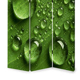 Benzara Morning Dew Print Foldable Canvas Screen with 3 Panels, Green BM26532 Green Fabric, Wood BM26532