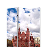 Benzara Russian Tower Print Foldable Canvas Screen with 3 Panels, Multicolor BM26544 Multicolor Fabric, Wood BM26544