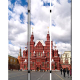 Benzara Russian Tower Print Foldable Canvas Screen with 3 Panels, Multicolor BM26544 Multicolor Fabric, Wood BM26544