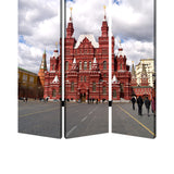 Benzara Russian Tower Print Foldable Canvas Screen with 3 Panels, Multicolor BM26544 Multicolor Fabric, Wood BM26544