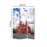 Benzara Russian Tower Print Foldable Canvas Screen with 3 Panels, Multicolor BM26544 Multicolor Fabric, Wood BM26544