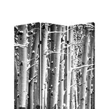 Benzara 3 Panel Canvas Foldable Screen with Birch Print, Black and White BM26560 Black and White Wood and Fabric BM26560