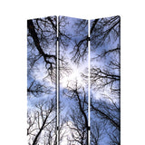 Benzara 3 Panel Foldable Canvas Screen with Tree Print, Black BM26561 Black Wood and Fabric BM26561