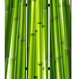 Benzara 3 Panel Foldable Room Divider with Bamboo Design Print, Green BM26562 Green Solid Wood, Canvas and Metal BM26562